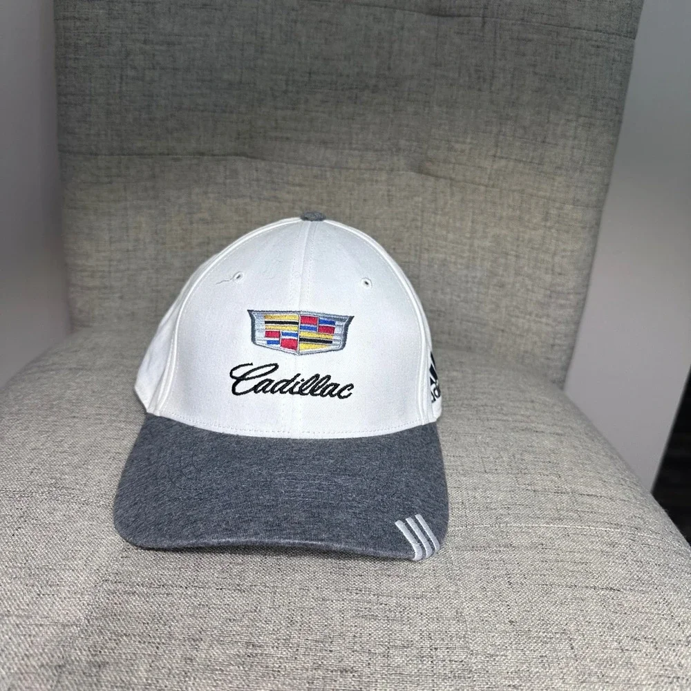 Cadillac Adidas Golf‎ Hat Cap White Charcoal Adjustable One Size Fits Most